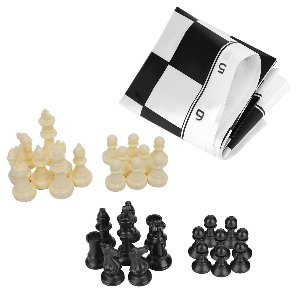 Portable Plastic International Chess Medieval Entertainment Board Game Set Black & White