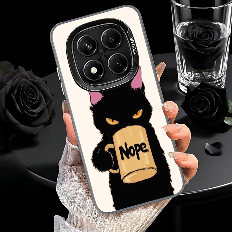 Черный Кот Мультяшный Милый Мягкий Чехол для Телефона для Samsung Galaxy S24 S25 FE S26 Edge S23 Ultra S22 Plus S21 + Ударопрочный Чехол Задняя Сторона