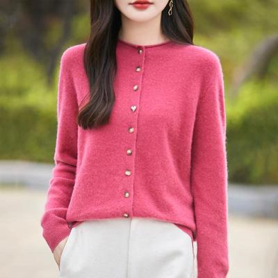 Женский кашемировый свитер Qinghe Cashmere 30% кашемир 70% шерсть Осень и зима Кашемировый кардиган Мягкий и теплый