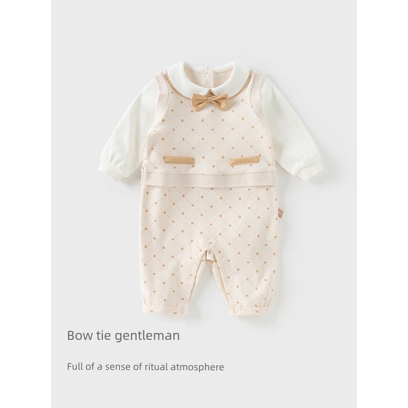 David Bella Newborn Crawling Suit 2026 New Model for Boys, Antibacterial and Mite-Removing One-Piece Cotton Romper, Baby Spring Outfit