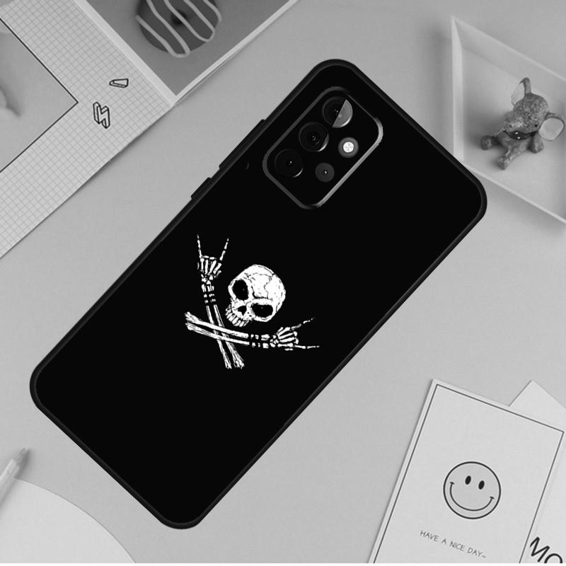 Rock and Roll Skull Case For Samsung Galaxy A54 A34 A14 A13 A33 A53 A12 A32 A52 A71 A51 A15 A25 A35 A55 Cover