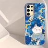 Korean Cute White Cat Vortex Pattern Girls Phone Case for Samsung Galaxy S25 Edge S24 S23 S22 S21 S20 FE Plus Ultra Bags Cover