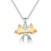 S925 Silver Bowknot Pendant Necklace with Natural Crystal, Love Heart Design