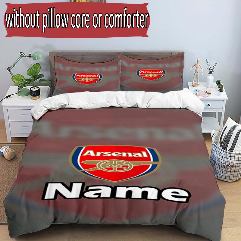 3pcs Duvet Cover Set (1*Duvet Cover + 2*Pillowcase, Without Core), Custom Name football team F.C Pattern Bedding Set, Home Bedroom Decor Gift