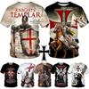 Summer Round Neck 3D Templar Knight Pattern Printed Top Fashionable Casual Short Sleeved Men's T-shirts