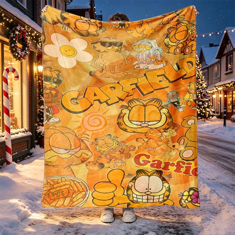 Garfield Pattern Blanket for Home Decoration, Bed, Sofa, Car Travel, Camping, Suitable for All Seasons, Birthday Christmas Gift