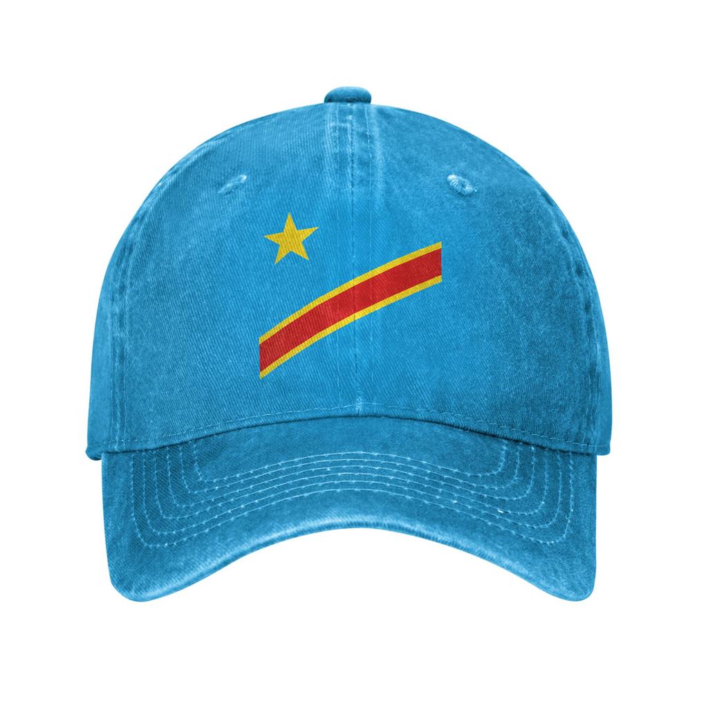 Summer DR Congo Congo Flag Baseball Cap Sun High Quality Washed Hip Hop Hats FeUnisex Unisex yk Funny Outdoor Gym Snapback Cap