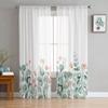 Идиллический цветок листья эвкалипта прозрачные шторы для гостиной спальни тюлевая занавеска для кухни вуаль шторы жалюзи панели