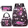 3Pcs/set Anime Cartoon Demon Hunters Printed Backpack Handbag Pencil Case for Teenger Student Girl Boy Large Capacity Waterproof Bookbag