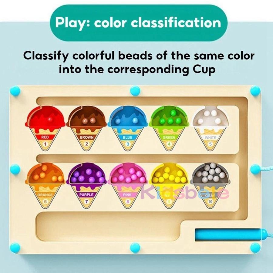 Wooden Bead Maze Toy for Kids – Colorful Wire Roller Coaster Game for Early Learning & Coordination