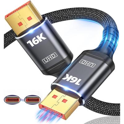Сертифицированный VESA кабель Displayport 16K 2.1 DP 2.1 Кабель 16K@60Hz, 8K@120Hz Поддержка 80 Гбит/с HDR, HDCP DSC 1.2a Для игрового монитора G-Sync 4090 7900xtx
