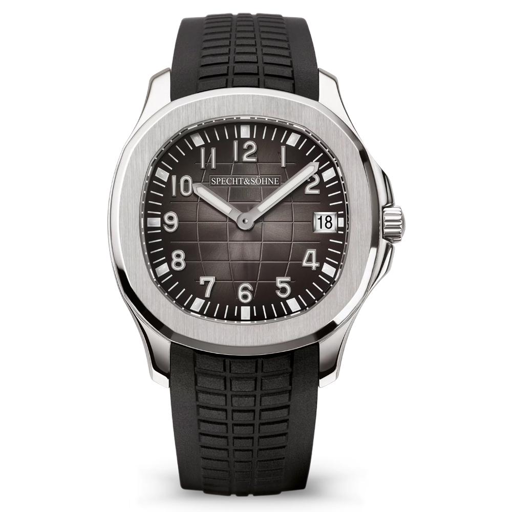 Specht & Söhne New 40.8MM Men's Watches Ultrathin Steel Rubber Strap Japan Quartz Movt Wristwatch Sapphire Crystal Waterproof