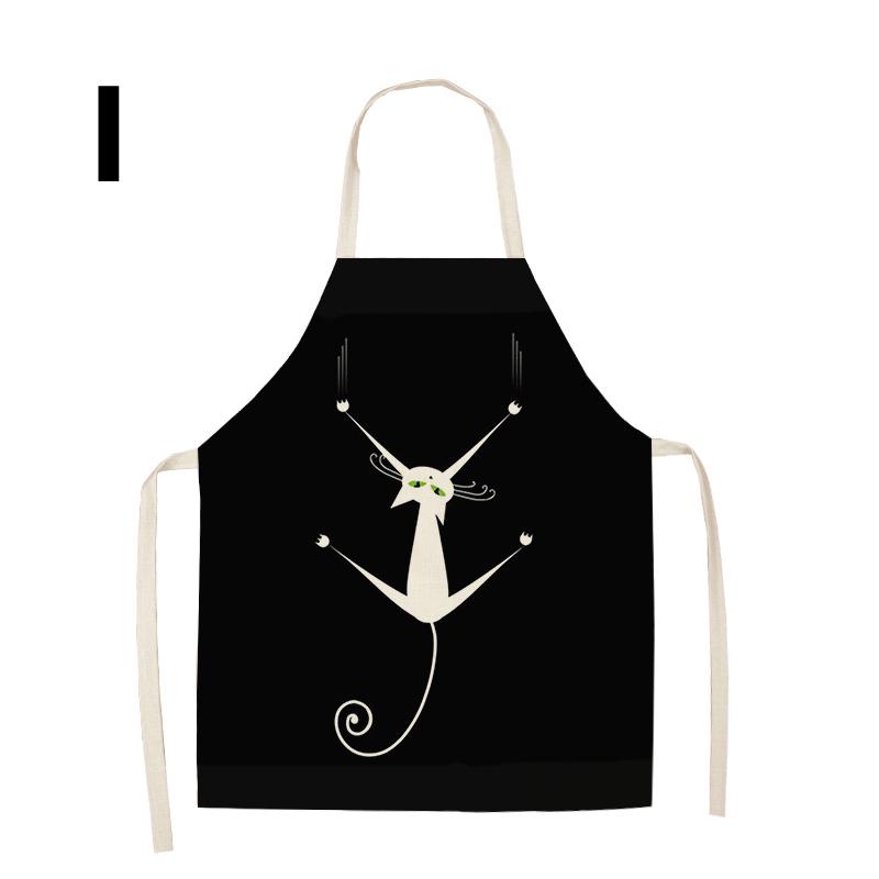 1 шт., домашние хлопковые льняные фартуки без рукавов с принтом кота, кухонный фартук, забавная одежда для чистки