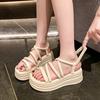 Sandals Women's Fashion Versatile 2024 Summer New Models Are Not Tired To Wear Outside, Muffin Platform Women's Shoes Non-slip Roman Beach Shoes