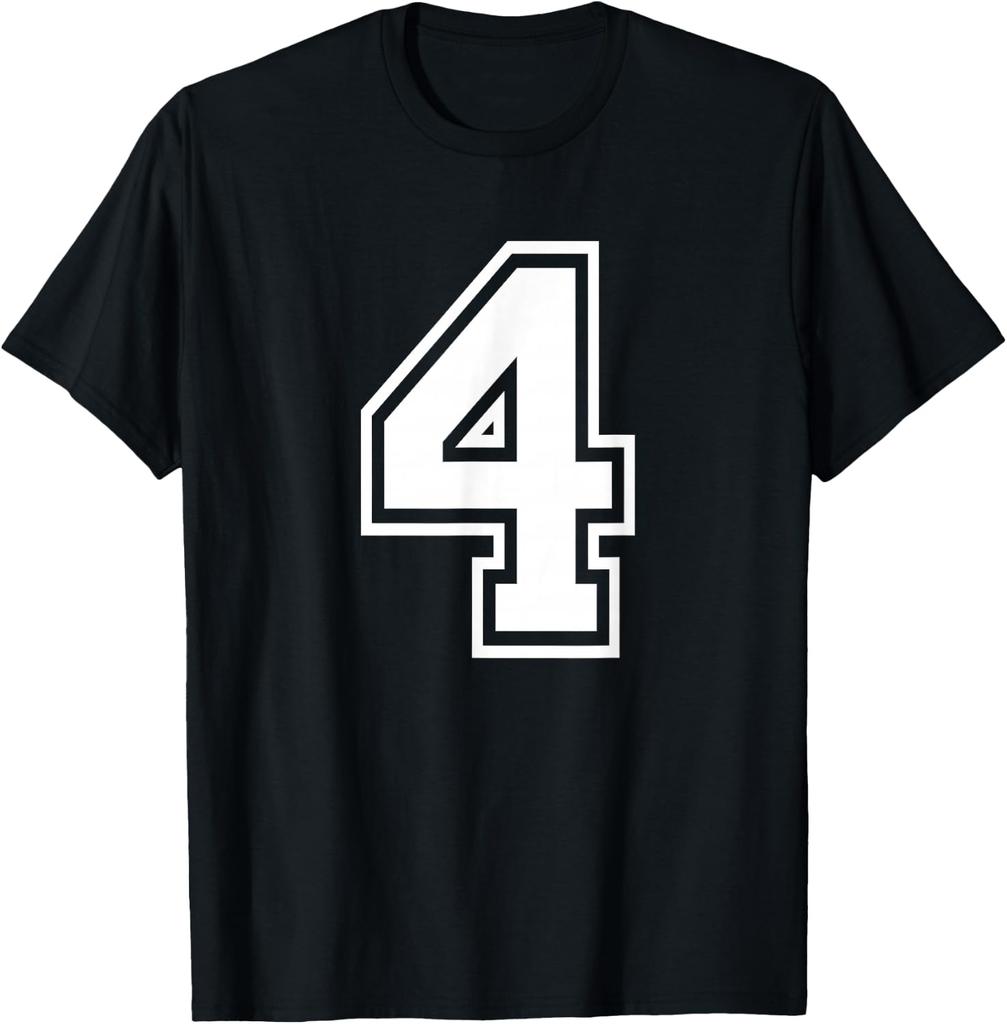 Number 4 Birthday Numbered Uniform Sports Jersey Team T-Shirt