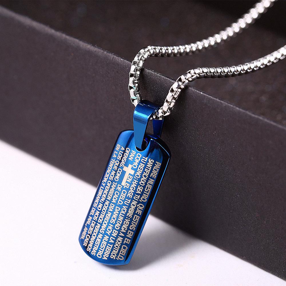 Stainless Steel Tag Pendant Men's and Women's Cross Letter Pattern European and American Trend Jewelry