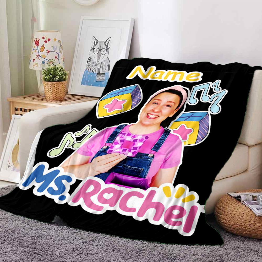 Custom Name Ms. Rachel Theme Printed Blanket - Perfect for Couch, Bed, Travel & Outdoor Use | Machine Washable, Cozy & Durable.