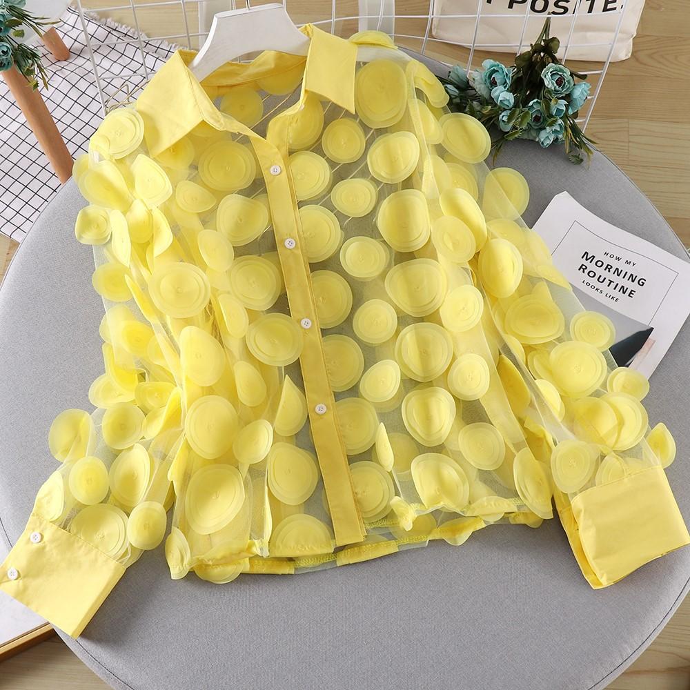 GMXIA Женская мода, повседневные весенне-осенние однотонные рубашки-поло с длинным рукавом и принтом, блузки и рубашки