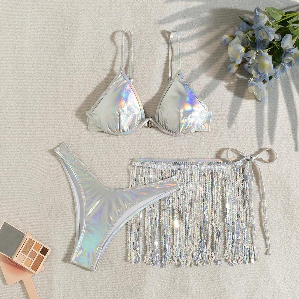 Женский сексуальный треугольный раздельный бикини-костюм, комплект, завязывающиеся по бокам стринги, купальник на одно плечо, эластичный