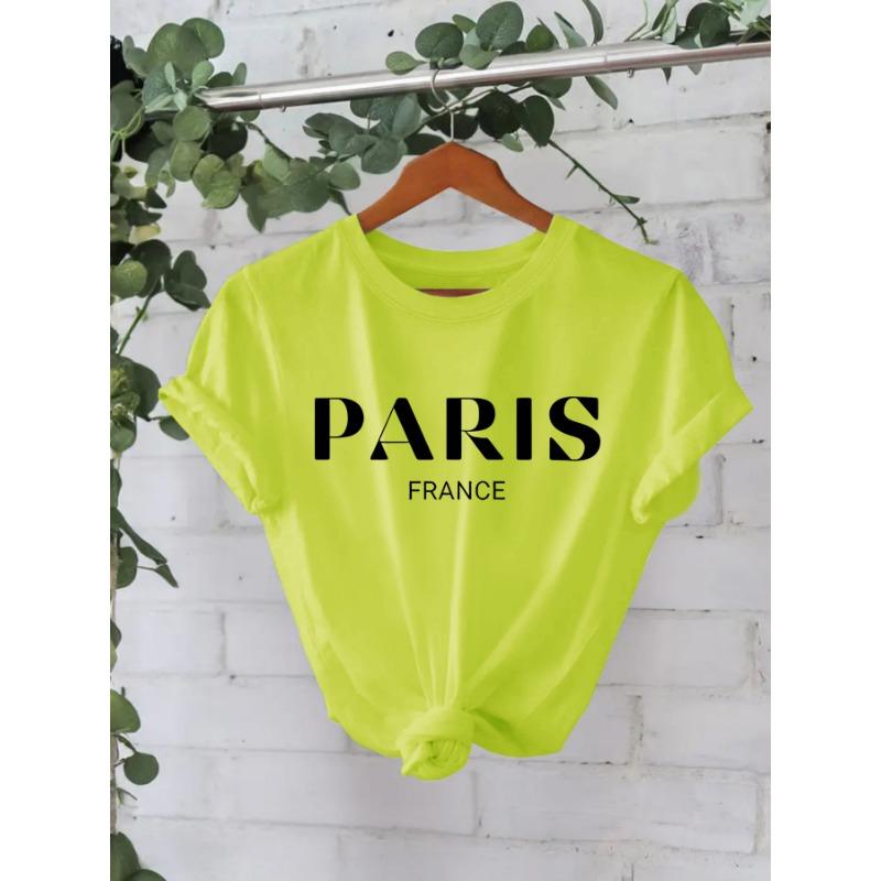 Футболка из хлопка, летняя, с коротким рукавом, круглым вырезом, с принтом, женская