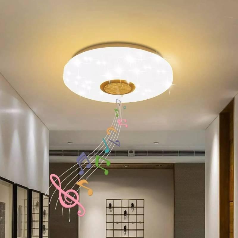 36w Led Music Ceiling Light Remote Control Bluetooth Speaker Rgb Rainbow Lamp