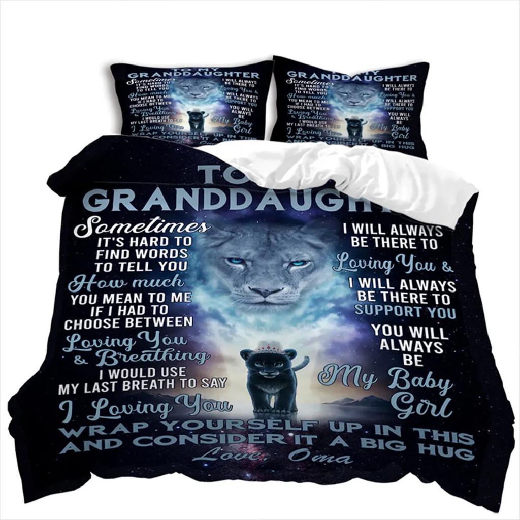 Letter Duvet Cover Abstract Word Print Wild Animal Theme The Meaningful Gift for Family and Friend Bedroom Decoration Queen Size