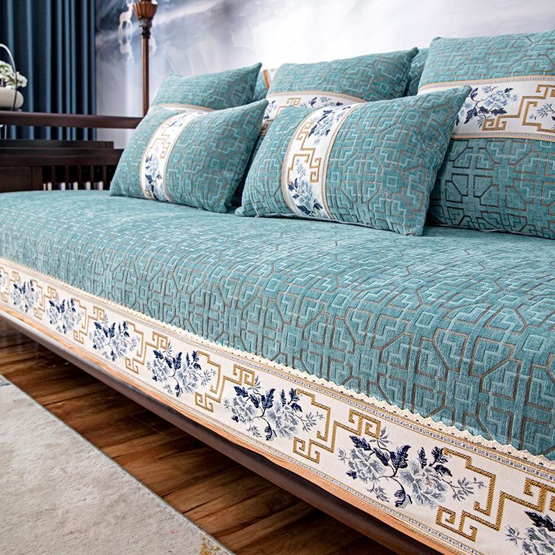 Chinese Style Sofa Covers Luxury Solid Chenille Anti-slip Couch Cushion for Living Room Sofas Universal Armchair Slipcover Towel