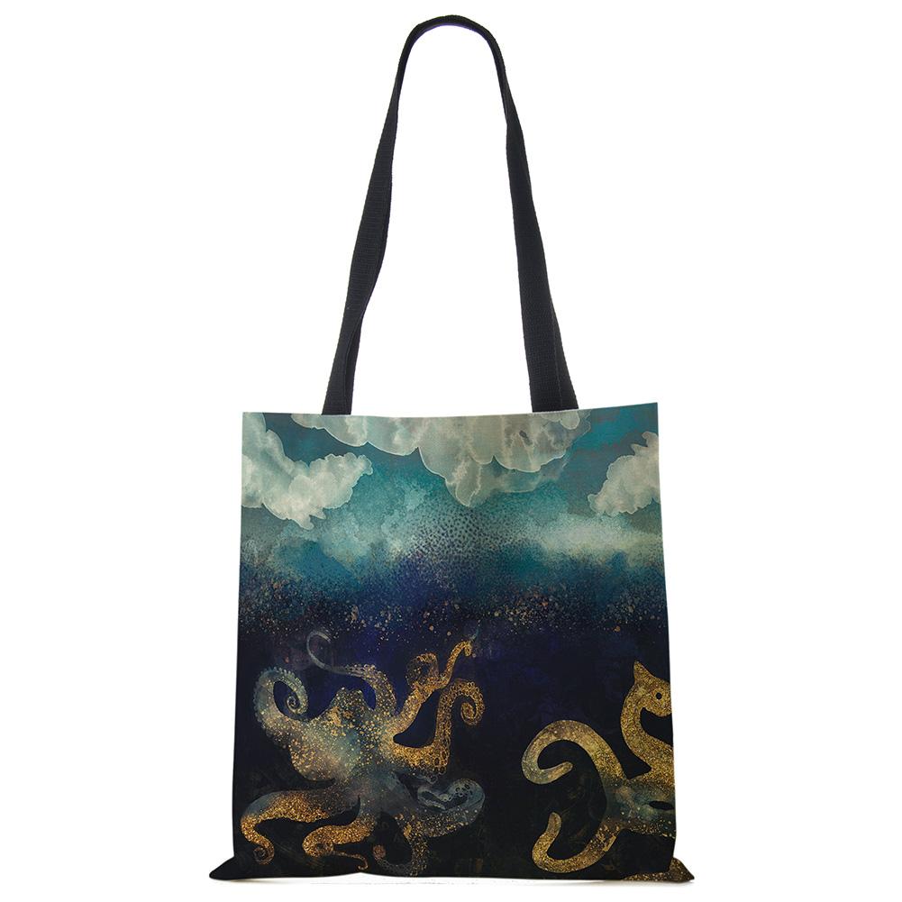 Японский дизайн укиё-э Повседневная женская сумка ручной работы Журавль Дизайнерская сумка-тоут Эко многоразовые плечевые сумки для покупок B13039 CLE