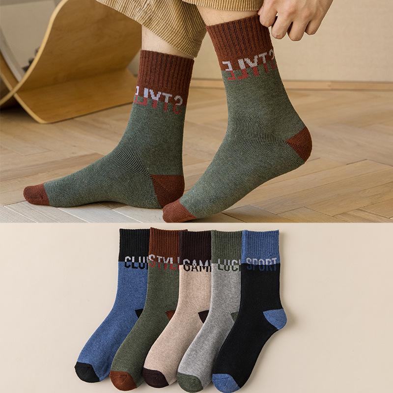 5 пар зимних мужских носков из мериносовой шерсти, очень толстые, теплые, высокого качества, Harajuku, ретро, ​​зимние, повседневные, антифриз, кашемировые носки, мужские