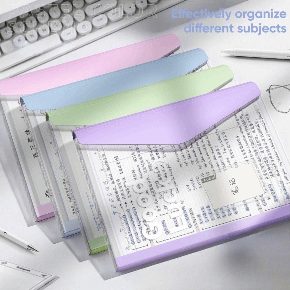 4Pcs Transparent Exam Paper Storage Bag Waterproof Expandable Binder Pockets Back To School