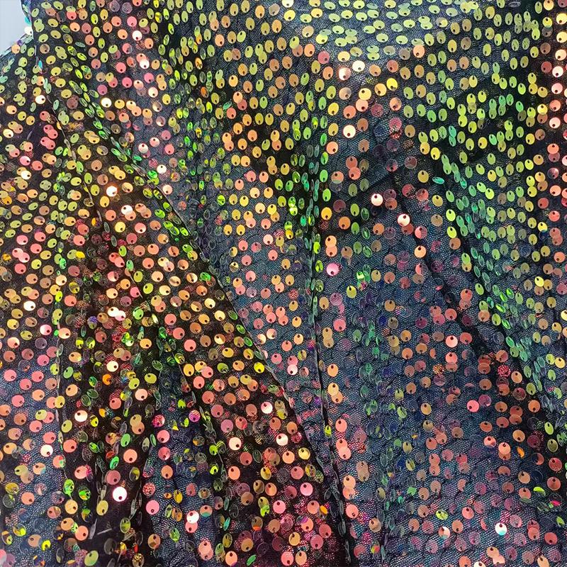 Красочная Радужная Блестящая Пайеточная Вышивка Градиентная Ткань 6мм Пайетки Ткань для Вечернего Костюма Платья Фон Упаковка Сетка