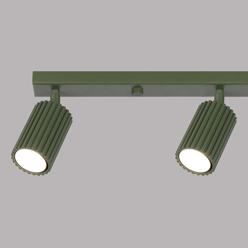 Lampa Sufitowa Nowoczesna Zielona Oliwkowa Listwa 81 Cm Ruchome Karbowane Reflektorki Do Salonu Przedpokoju 4Xgu10 10W Karbon Sollux Lighting