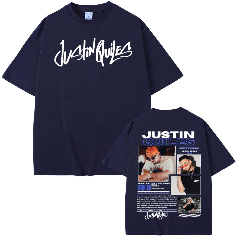 Singer Justin Quiles Album 2025 Tour Graphic T-shirt Men's Clothing Vintage Hip Hop T Shirts Cotton Loose Short Sleeve Tee Shirt