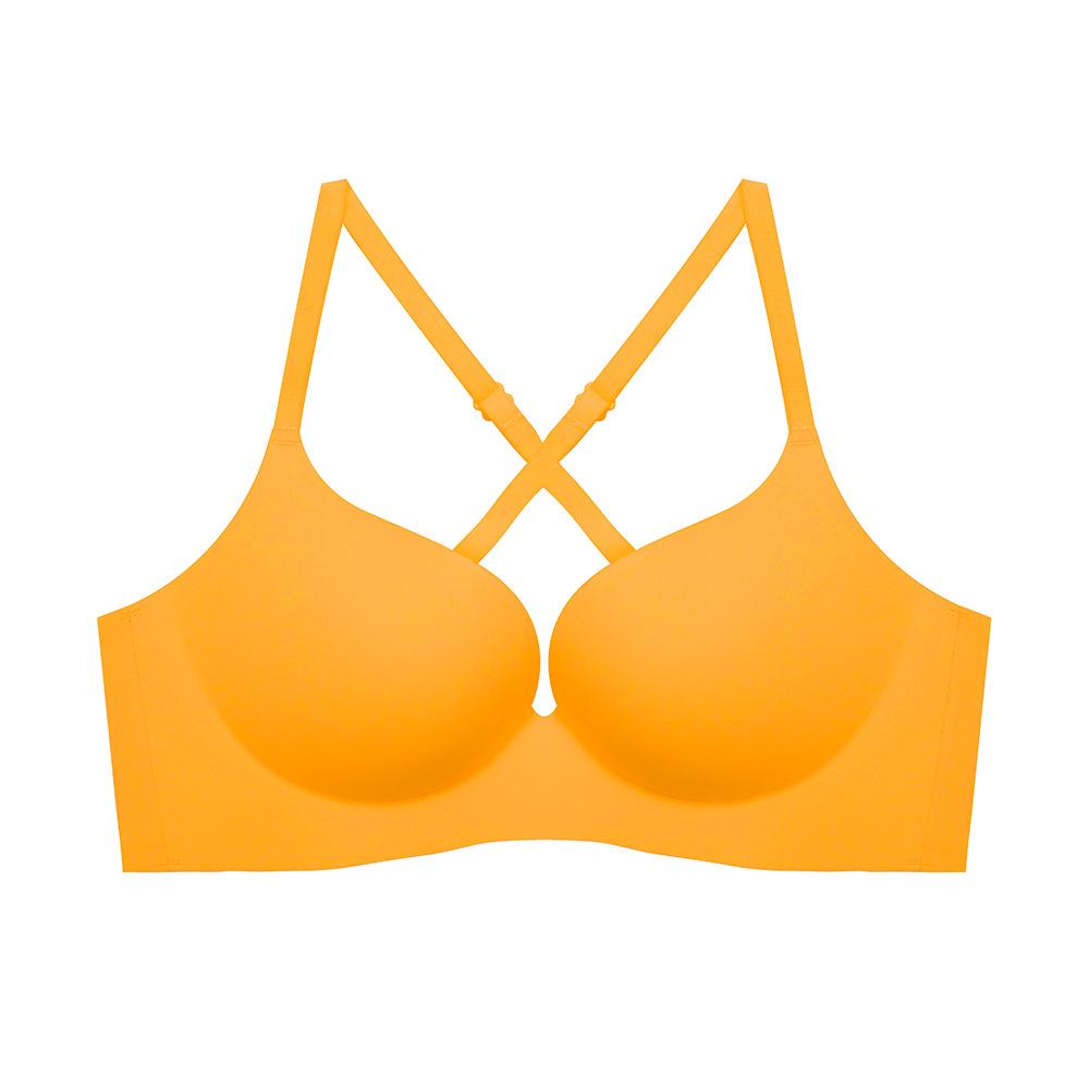 Собранный большой цельный бюстгальтер с открытой спиной и крестиком на одной пуговице Красивая спина без следов Боковая застежка без стального кольца Тонкая чашка