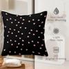 18.18" Black Pink Heart Print Throw Pillow, Cushion Accent Pillow, Includes Pillow Core, Cute Love Heart Decor For Sofa Bedroom