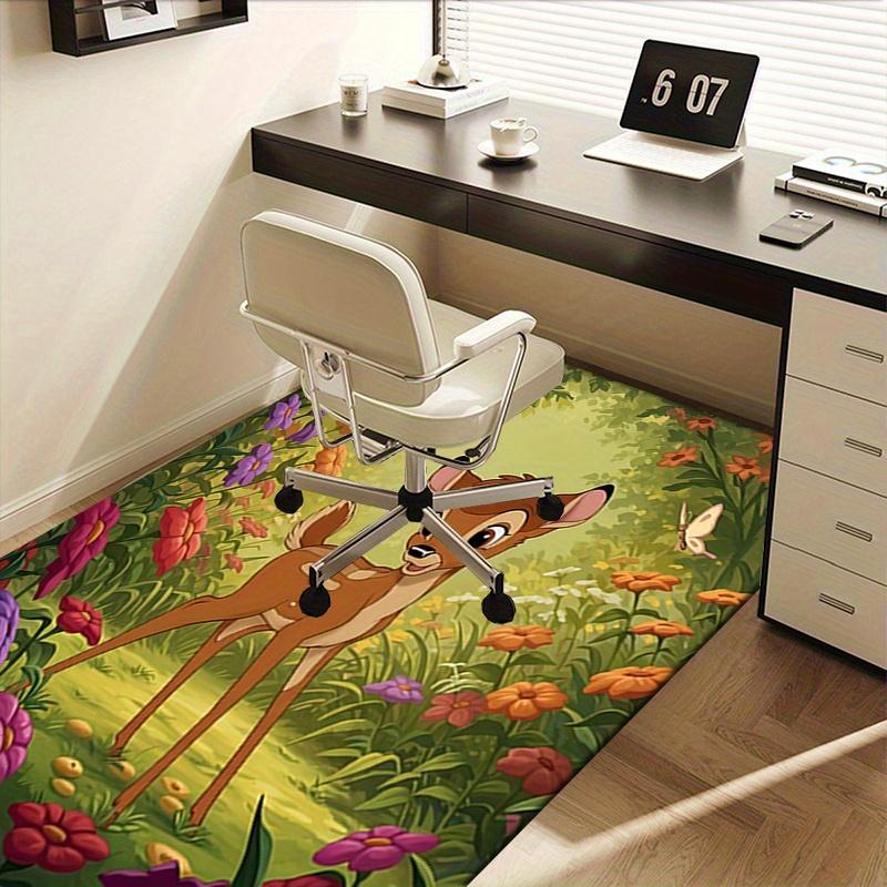 Office Rug Bambi, Forest theme 3D Printed Anti-Slip Rug-Machine Washable for Living Room