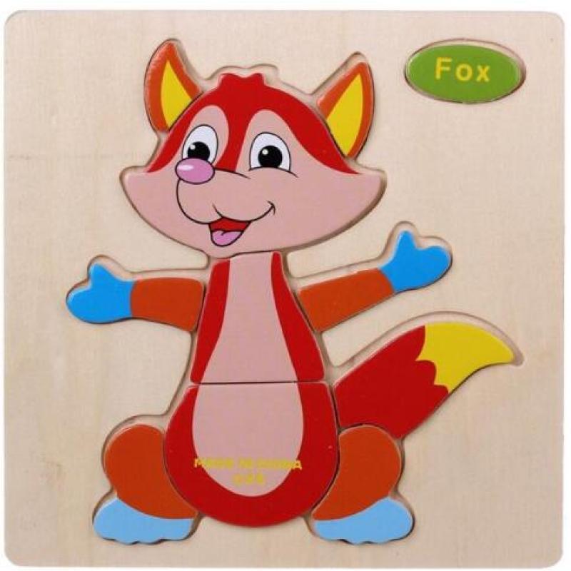 Деревянная игрушка-головоломка, детские строительные блоки, мультяшные животные, игрушки для мальчиков и девочек раннего детства