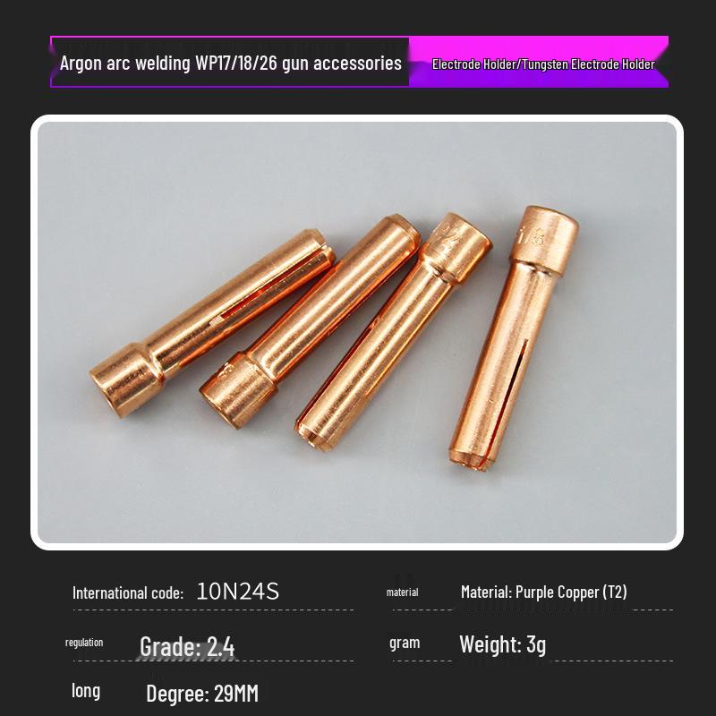 WP17/18/26 Горелка для аргонодуговой сварки Держатель вольфрамового электрода - Высокая проводимость, Утолщенная фиолетовая медь с термостойкостью.