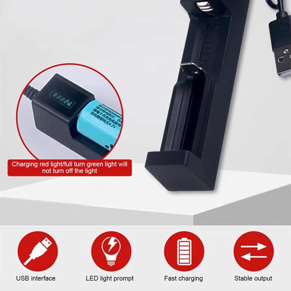 Универсальное USB-зарядное устройство для литиевых аккумуляторов, 1 слот, умная зарядка для перезаряжаемых батарей 18650 26650 14500 10440