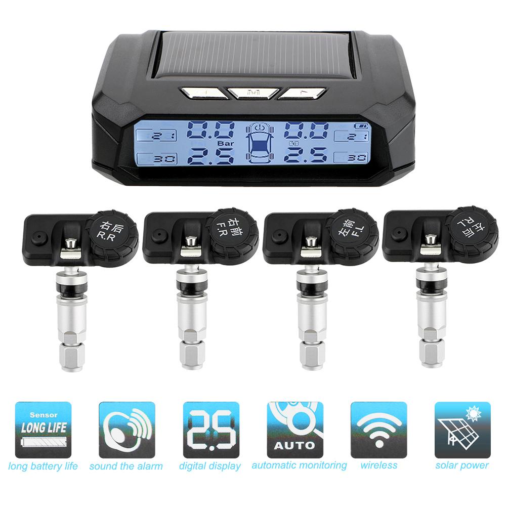 Предупреждение о температуре Экономия топлива Солнечная TPMS Система контроля давления в шинах Сигнализация давления в шинах с 4 внешними датчиками