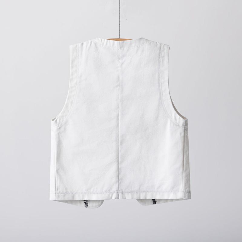 Women's Western-Style Denim Vest: White, Lightweight, and Perfect for Spring, Summer, or Autumn.