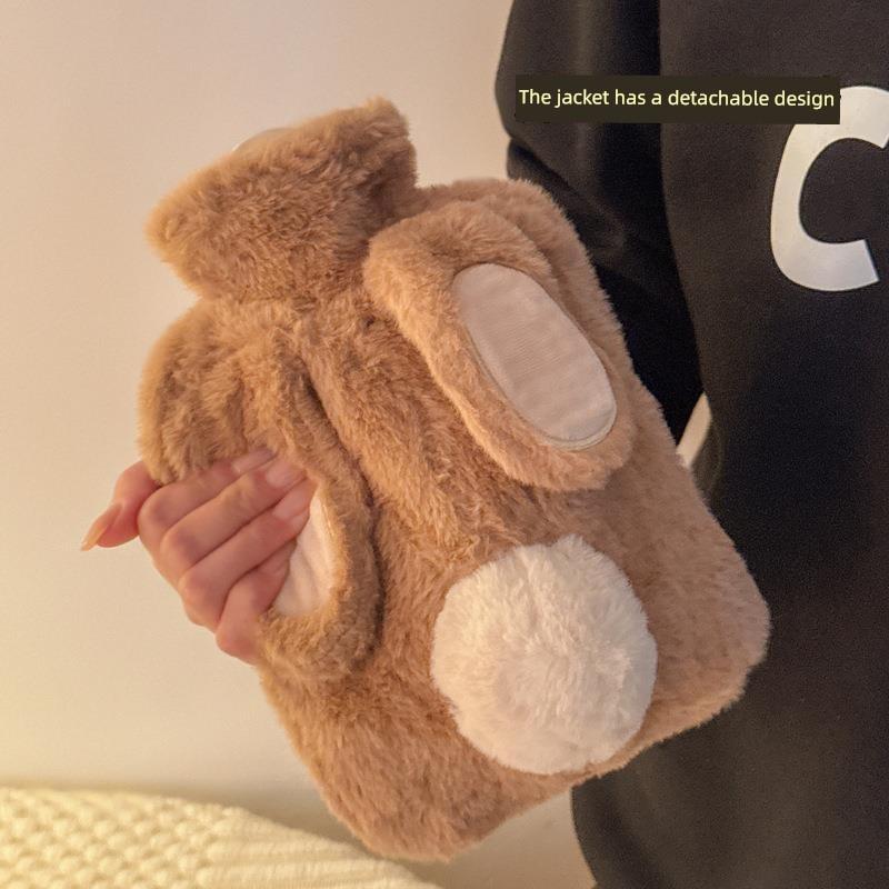 Cute Plush Water-Filled Hot Water Bottle for Students, Embroidered Hand Warmer, Thickened Insertable Warm Water Bag, Warm-Up Doll for Girls