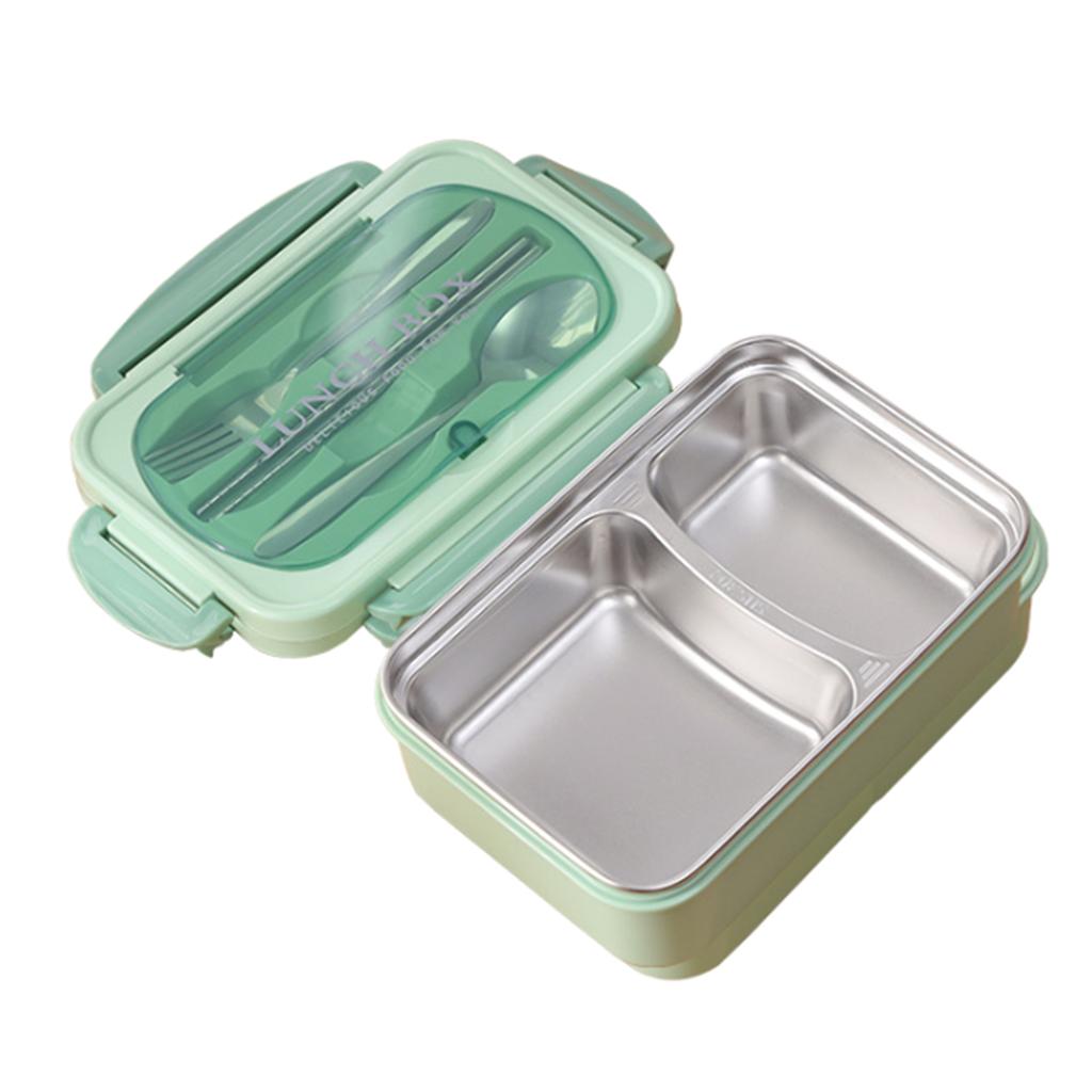 Portable Lunch Box 304 Stainless Steel Leakproof Microwave Heating Divided Food Containers with