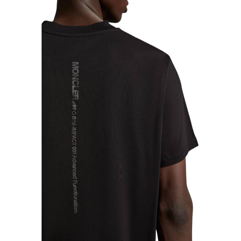 Moncler SS23 Solid Logo Embossed Crew Neck T-Shirt Men Tops Black I10918C00007829H8999
