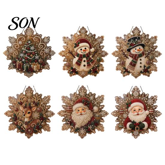 Creative Gifts for Women Christmas Faux Pearl Art Hanging Ornament Kit, DIY Beads Painting Ornaments Suncatcher, Snowflake Shape Acrylic Board