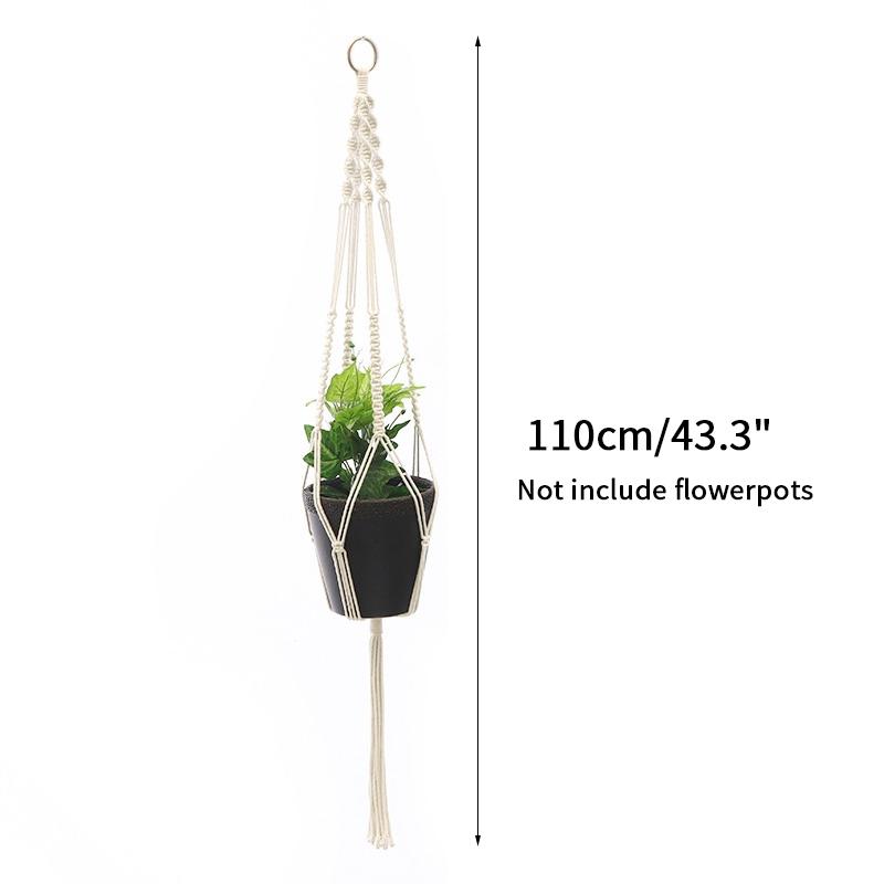 Macrame Hanging Baskets Woven Cotton Handmade Flower Basket Wall Plant Hanger Pot Indoor Bonsai Balcony Knotted Lifting Rope