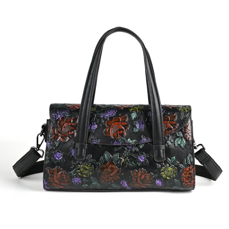 Johnature Женская сумка из натуральной кожи с тиснением в стиле ретро, ​​универсальные сумки на плечо и через плечо из воловьей кожи