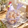 Easter Egg Display Basket Chicken Shaped Basket Rustic Style Decorative Wire Storage Bin Holder Large Capacity for Kitchen Countertop Organizer