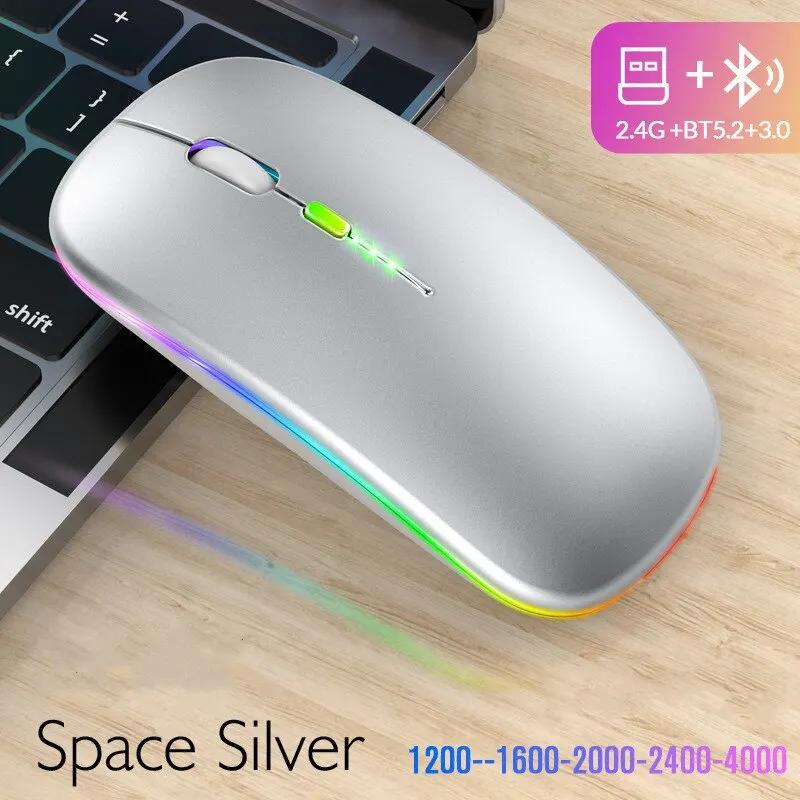 New Bluetooth Wireless Mouse with USB Rechargeable RGB Mouse for Computer Laptop PC Macbook Gaming Mouse Gamer 2.4GHz Portable