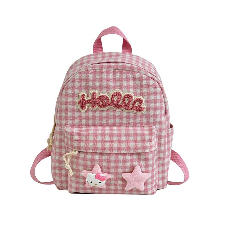 Soft Cute Little Girl Backpack Fashion Plaid Foreign Style Letter Baby Schoolbag Children'S Backpack